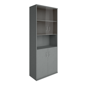А.СТ-1.4(Серый) Шкаф высокий широкий закрытый со стеклом А.СТ-1.4 (770x365x1975)