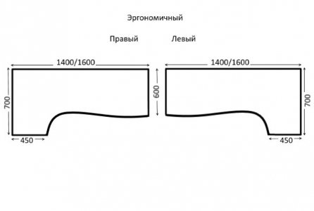 Стол рабочий 1600х700/600х750 (левый) Стол рабочий 1600х700/600х750 (левый)