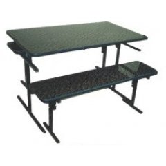 СТ 9 - столовый набор : стол + две подвесные скамьи, каркас разборный 1200х750 прямые углы кромка ПВ